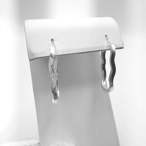 .925 Sterling Silver Wave Hoop Earrings